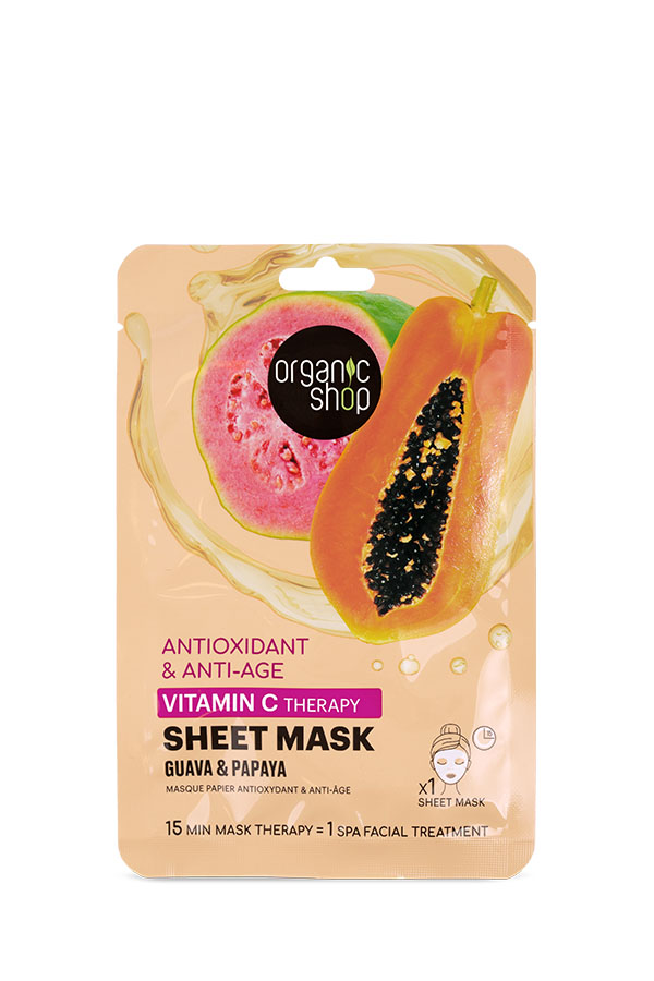 OS Sheet Mask Αντιγήρανσης & Αντιοξείδωσης με Βιταμίνη C Γκουάβα & Παπάγια 1τμχ