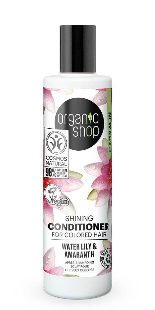 Organic shop Μαλακτικό για Βαμμένα μαλλιά Mεταξένια Λάμψη, Νούφαρο & Αμάρανθο 280ml