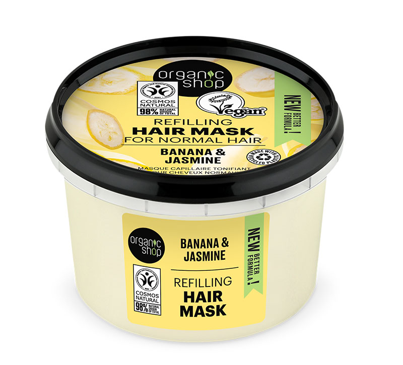 Organic Shop Μάσκα μαλλιών αναπλήρωσης, Γιασεμί & Μπανάνα, 250ml
