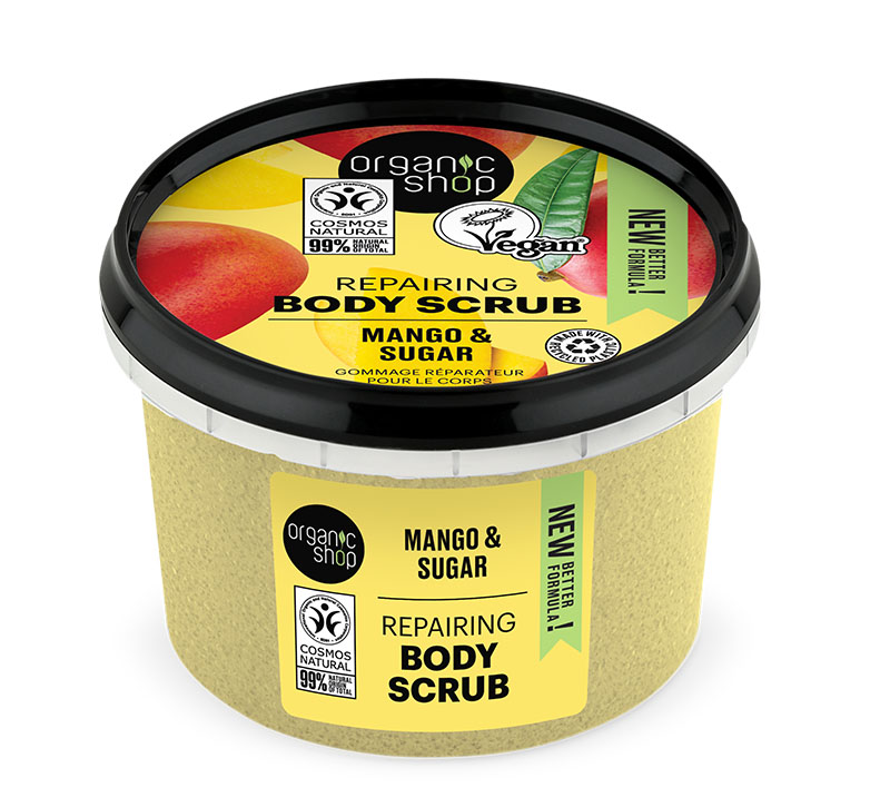 Organic Shop Scrub σώματος ανανέωσης, Μάνγκο & Ζάχαρη, 250ml