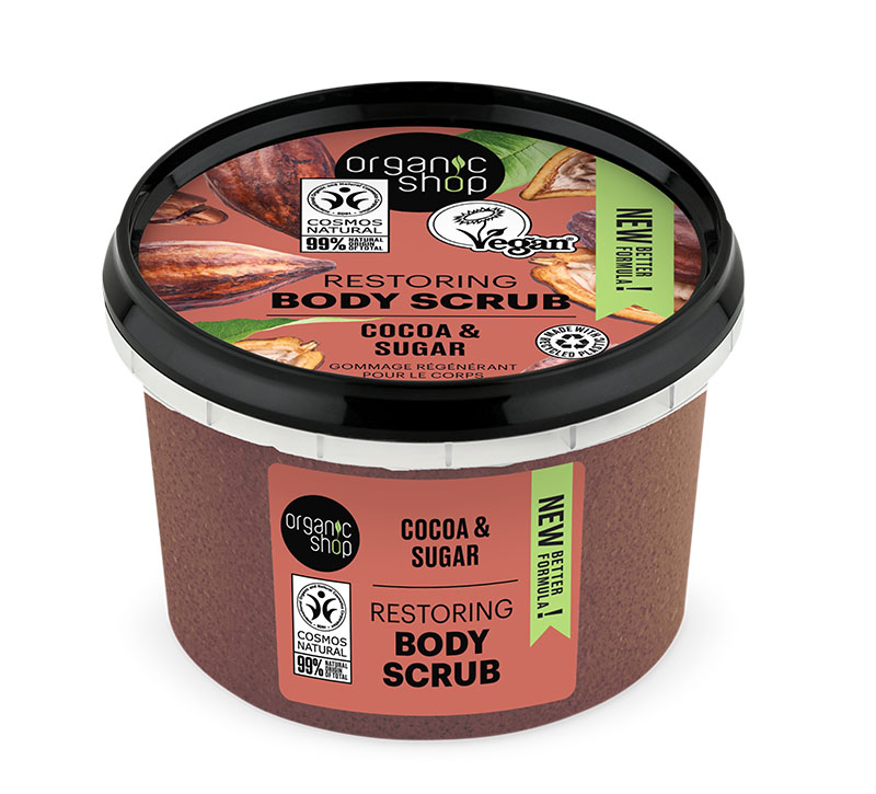 Organic Shop Scrub Σώματος Αποκατάστασης, Σοκολάτα & Ζάχαρη, 250ml