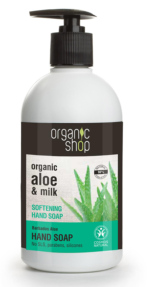 Organic Shop Hand Soap Barbados Aloe , Απαλό κρεμοσάπουνο χεριών αλόης , 500ml.
