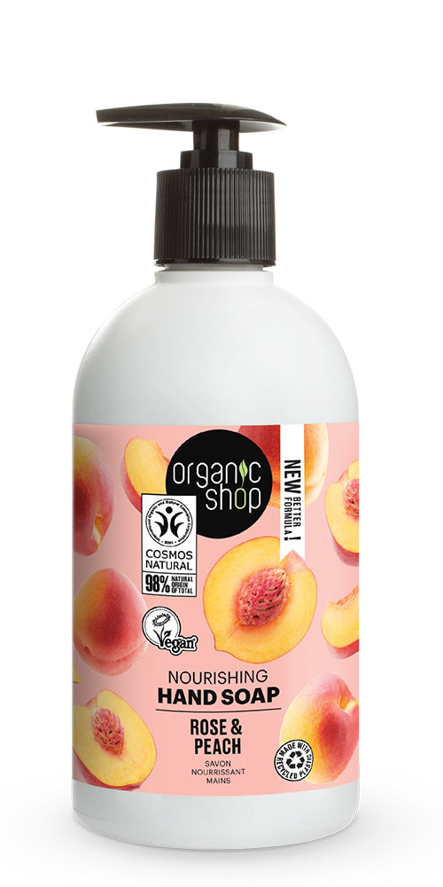Organic Shop Hand Soap Rose Peach , σαπούνι θρέψης χεριών , Ροδάκινο και ρόδο , 500ml.