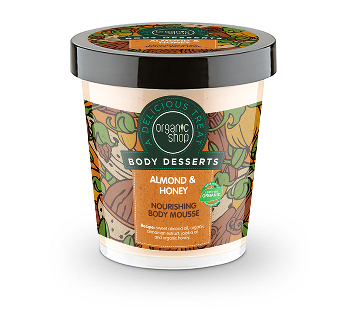Organic Shop Body Dessert Almond & Honey , Αμύγδαλο & Μέλι Μους θρέψης σώματος, 450ml.