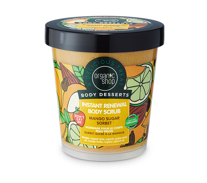 Organic Shop Body Desserts Mango Sugar Sorbet , Μάνγκο & Ζάχαρη Απολεπιστικό σώματος άμεσης ανανέωσης , 450ml.