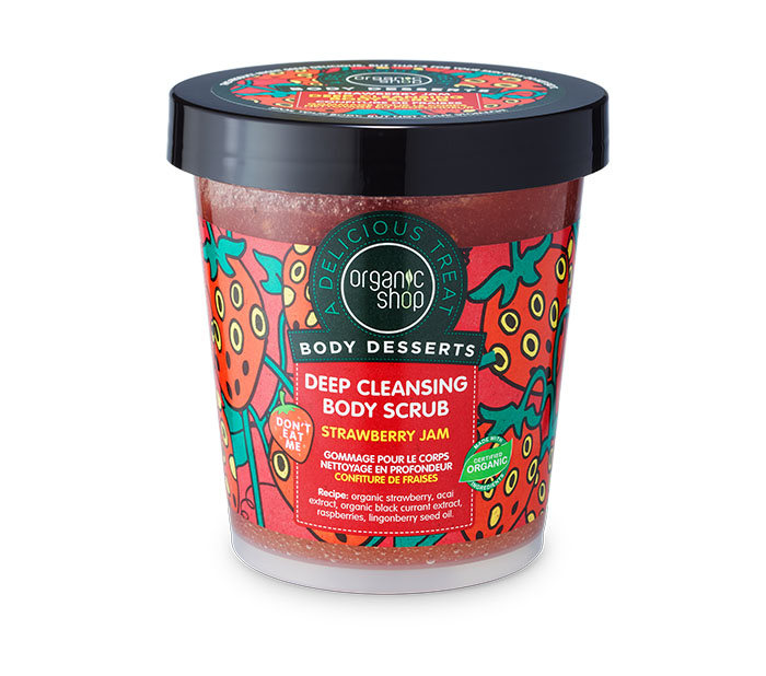 Organic Shop Body Desserts Strawberry Jam , Μαρμελάδα Φράουλα Απολεπιστικό σώματος για βαθύ καθαρισμό , 450 ml.