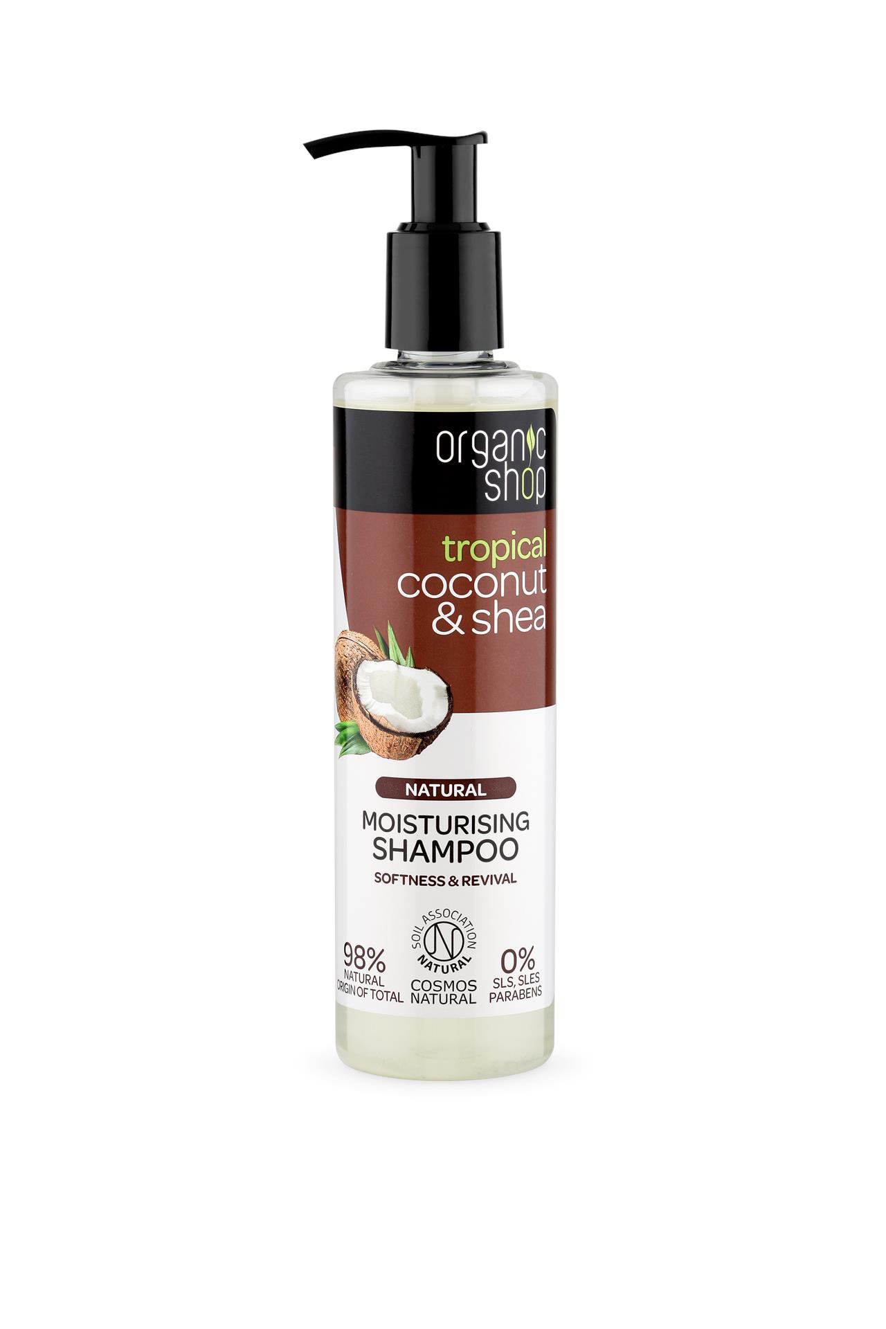 Organic shop , Organic Coconut&Shea , Οργανική Καρύδα & Βούτυρο Καριτέ - Σαμπουάν Ενυδάτωσης , Απαλότητα & Αναζωογόννηση , 280ml. 00001ADE